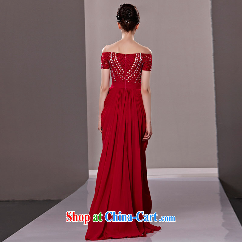 Creative Fox dress sense of the word shoulder red bridal wedding dresses and elegant parquet drill long dress uniform toast fall and winter dress skirt 81,288 picture color XXL, creative Fox (coniefox), online shopping