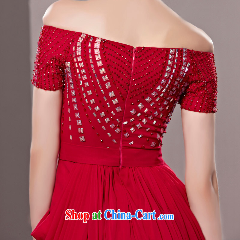 Creative Fox dress sense of the word shoulder red bridal wedding dresses and elegant parquet drill long dress uniform toast fall and winter dress skirt 81,288 picture color XXL, creative Fox (coniefox), online shopping
