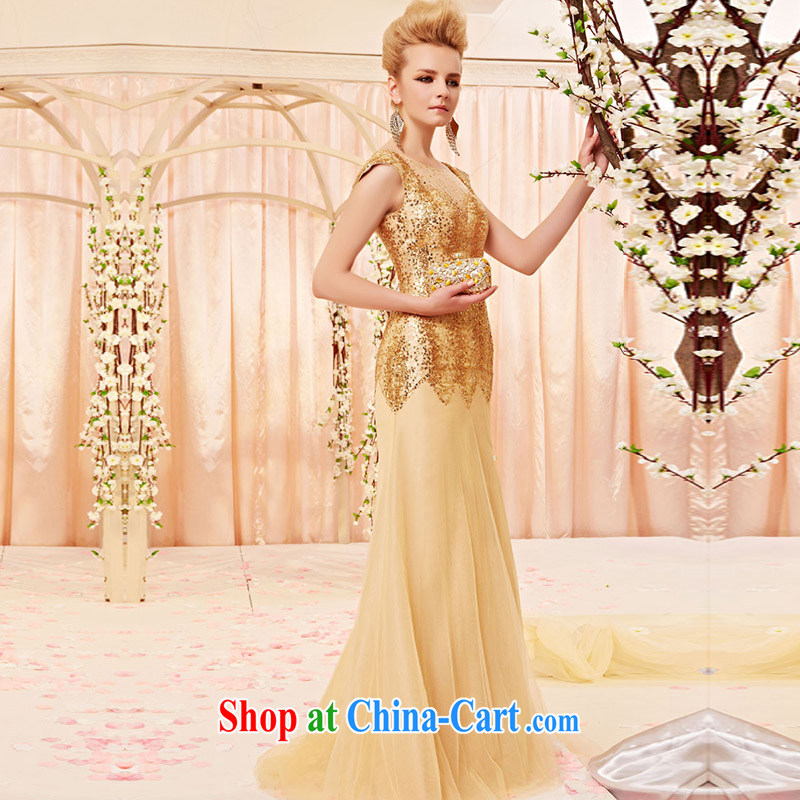 Creative Fox dress and elegant three-dimensional shoulder cuff gold, dress the annual dress Evening Dress toast service Red Carpet dress long skirt 30,398 picture color XL, creative Fox (coniefox), online shopping