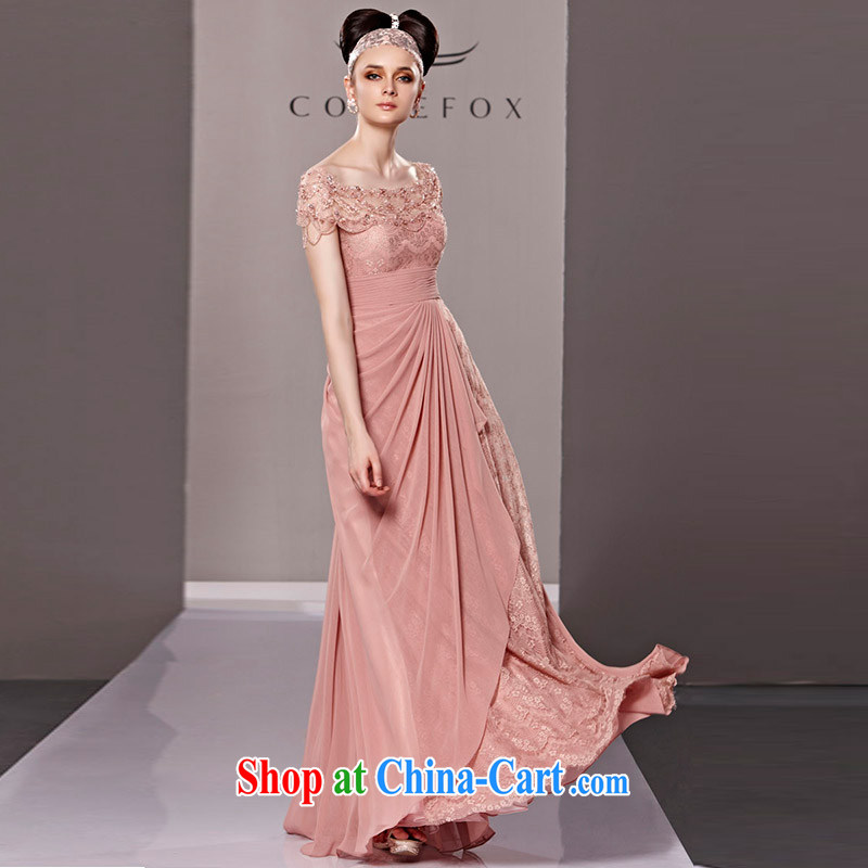 Creative Fox dress sense of the word shoulder pink bridal wedding dress beauty evening dress uniform bows and elegant long lace dress presided over 81,315 dress picture color XL, creative Fox (coniefox), online shopping