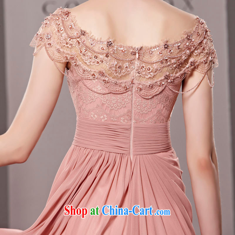 Creative Fox dress sense of the word shoulder pink bridal wedding dress beauty evening dress uniform bows and elegant long lace dress presided over 81,315 dress picture color XL, creative Fox (coniefox), online shopping