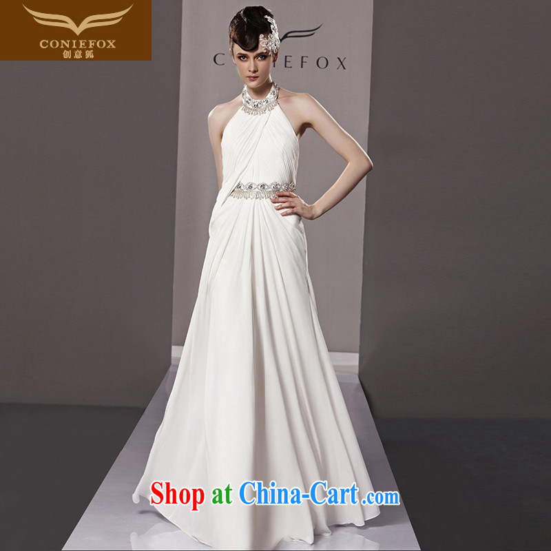 Creative Fox Evening Dress white noble mount also exposed the banquet dress marriage long gown annual meeting hosted performances dress evening dress dress white 81,168 XXL