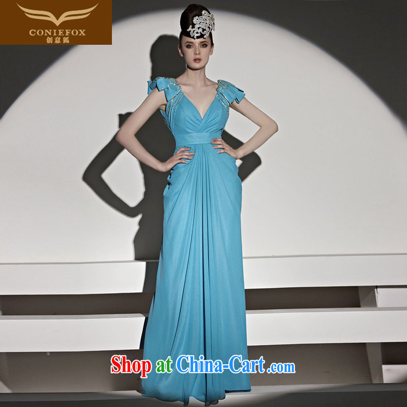 Creative Fox dress autumn and winter, the sense of deep V dress banquet toast service quality and elegant dress long dress 81,205 Europe picture color XXL