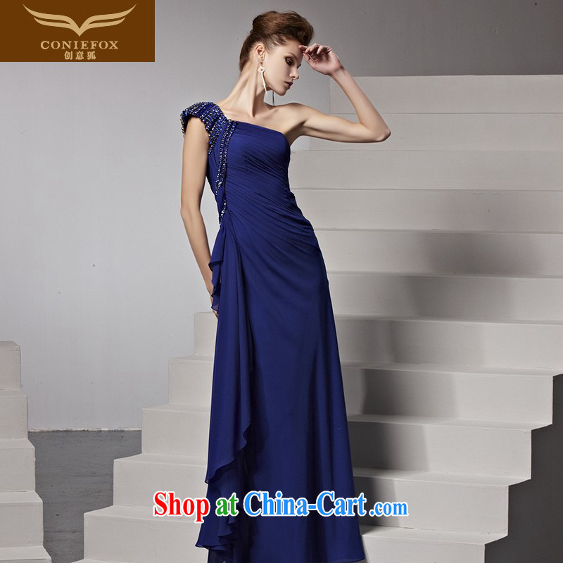 Creative Fox Evening Dress new blue evening dress stylish single shoulder dress fall bridesmaid dress banquet toast. Moderator dress 81,392 picture color XXL
