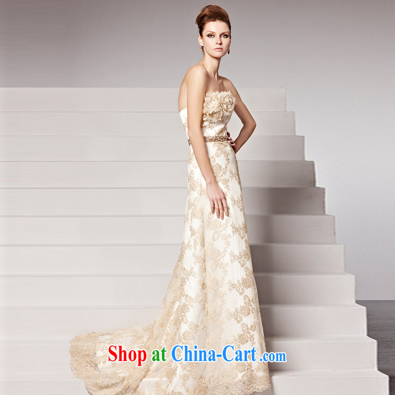 Creative Fox Evening Dress new flowers bridal dresses chest bare bows. Stylish tail dress elegant long annual dress presided over 81,502 picture color M, creative Fox (coniefox), online shopping