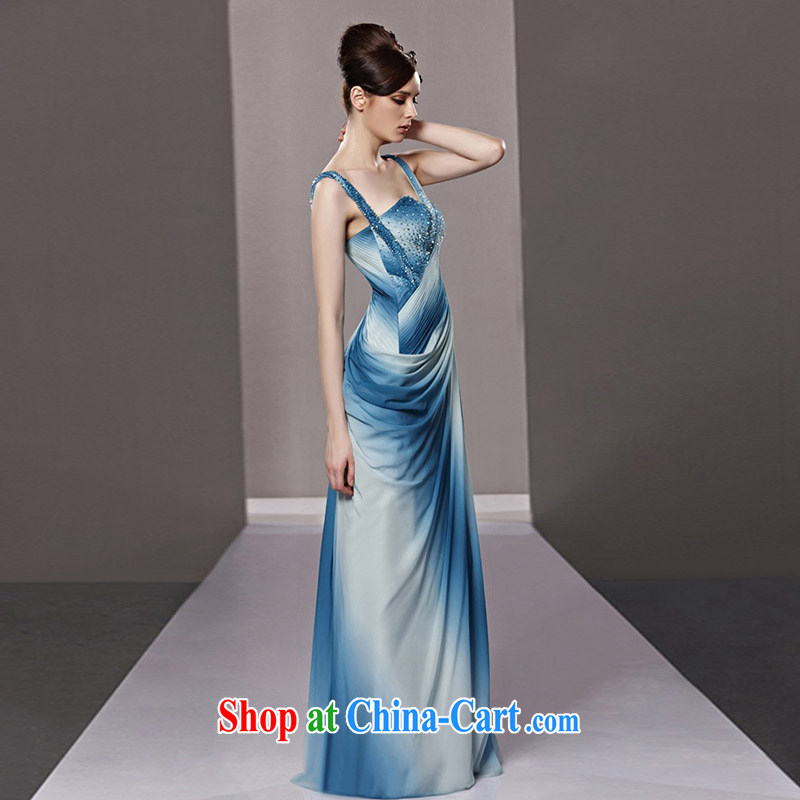 Creative Fox Evening Dress blue gradient straps sexy evening dress dress evening dress toast serving upscale wood drill conducted dress uniform performance 81,295 pictures color XXL, creative Fox (coniefox), online shopping