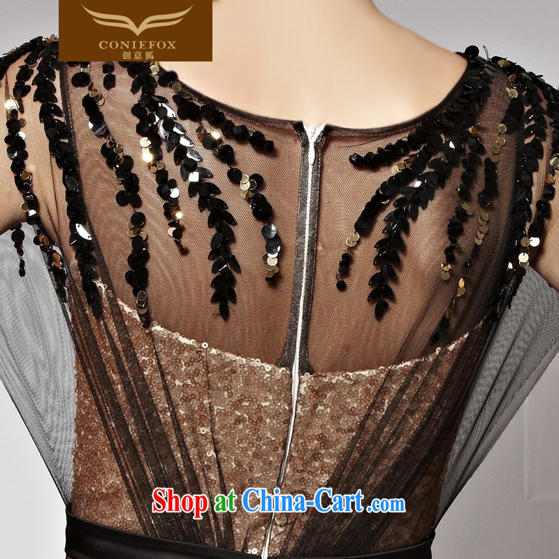 Creative Fox Evening Dress New Long dress and trendy, upscale dress the crowsfoot evening dress toast stage service 81,516 picture color XL, creative Fox (coniefox), online shopping