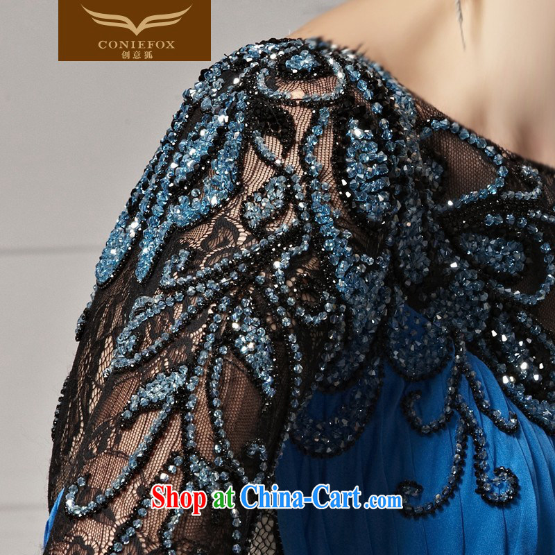 Creative Fox dress autumn and winter, the blue dress and the evening dress dress and elegant performances dress lace long-sleeved gown dresses 81,532 picture color L, creative Fox (coniefox), online shopping