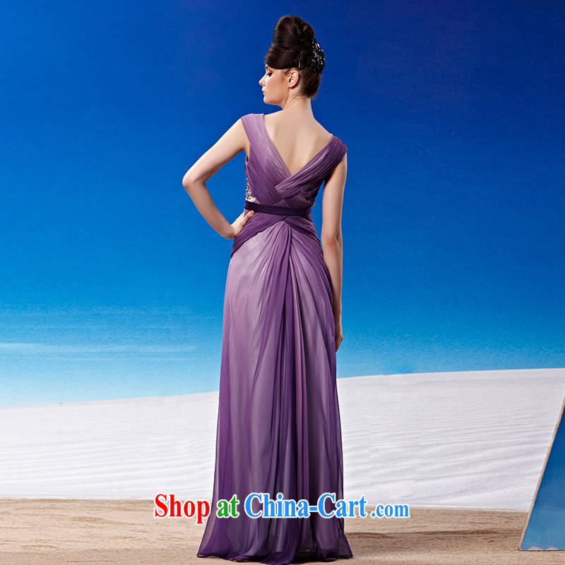 Creative Fox dress sexy V collar purple wedding dresses long skirt with banquet Evening Dress wedding bridal toast service annual meeting presided over 81,325 dresses picture color XXL, creative Fox (coniefox), online shopping