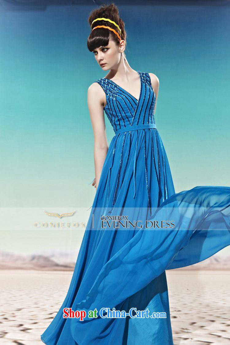 Creative Fox dress sense of deep V Korean Korean dress wedding toast wedding dress long water drill dress evening dress dress 58,021 blue XXL pictures, price, brand platters! Elections are good character, the national distribution, so why buy now enjoy more preferential! Health