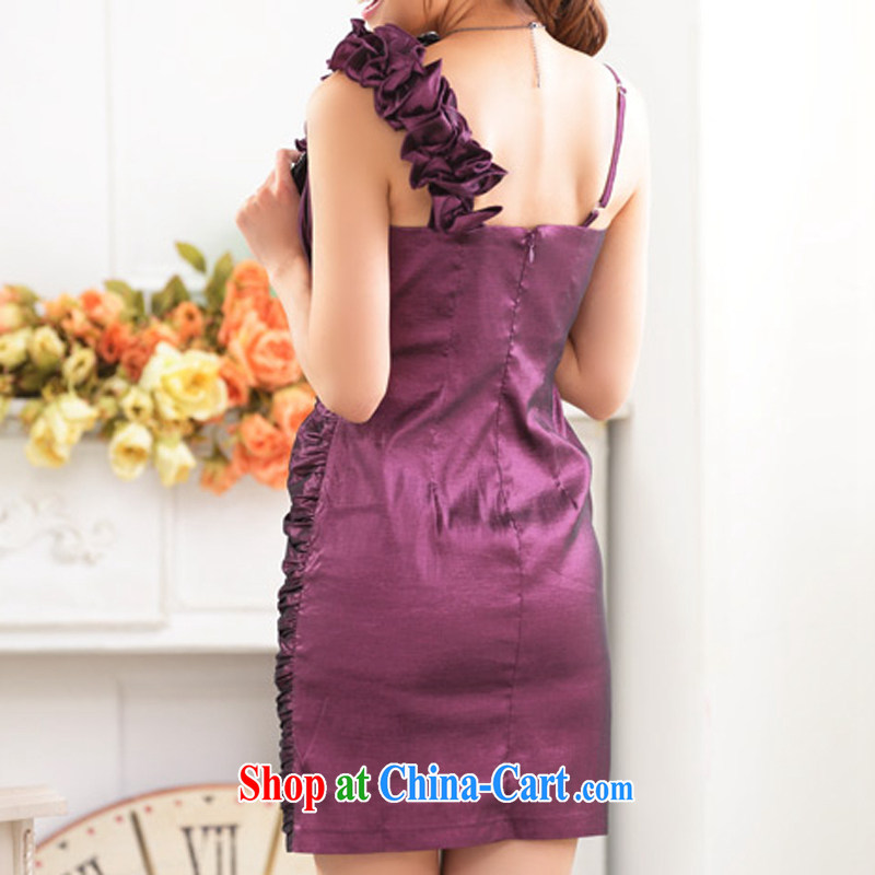 Land is the Yi 2015 new stylish single shoulder sister dress dinner appointment cultivating the abdominal package and graphics thin larger female thick MM wedding dress skirt girl bridesmaid dress purple XXL, land is still the garment, and shopping on the