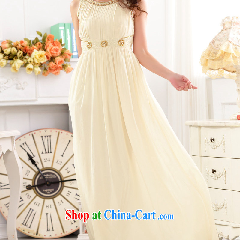 Land is still the Yi 2014 New Name-yuan temperament a purely manual staple Pearl dress dress dinner dress appointment snow woven large, female long evening dress straps dress champagne color XXXL, land is the clothing, online shopping
