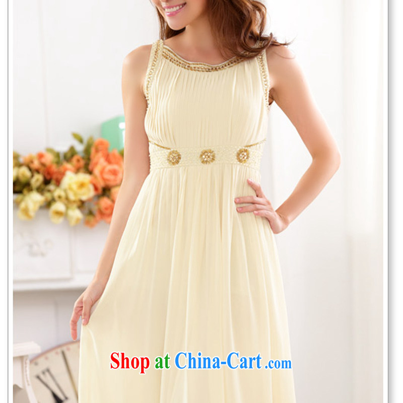 Land is still the Yi 2014 New Name-yuan temperament a purely manual staple Pearl dress dress dinner dress appointment snow woven large, female long evening dress straps dress champagne color XXXL, land is the clothing, online shopping