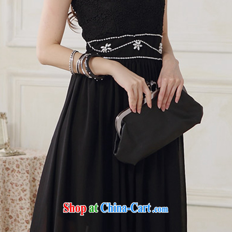 Land is the Yi 2014 new sweet wedding bridesmaid dress double-shoulder strap with lace nails snow Pearl woven long dress code the dress evening dress dress black dress XXXL, land is still the garment, and online shopping