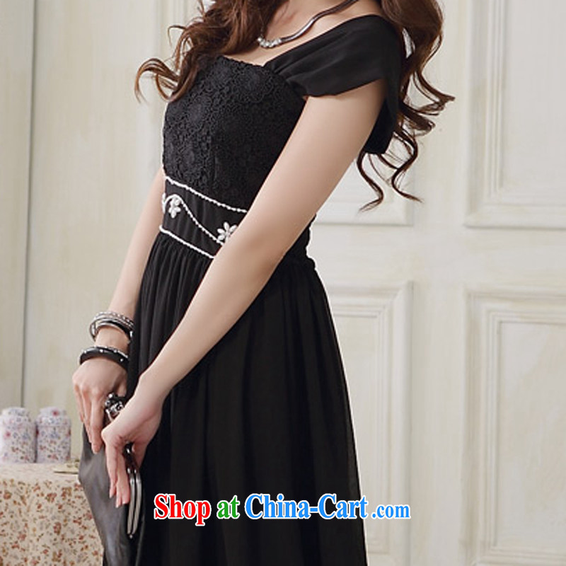 Land is the Yi 2014 new sweet wedding bridesmaid dress double-shoulder strap with lace nails snow Pearl woven long dress code the dress evening dress dress black dress XXXL, land is still the garment, and online shopping