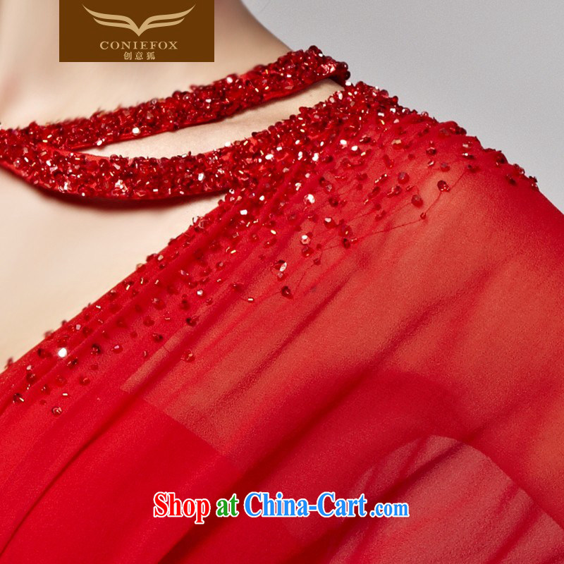 Creative Fox Evening Dress red bridal wedding dress banquet toast long gown, with dress sweet Mary Magdalene chest dress long skirt 81,580 picture color XL, creative Fox (coniefox), online shopping