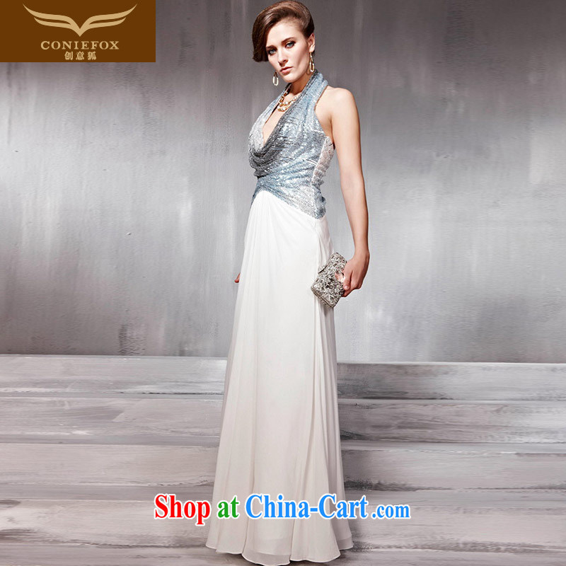 Creative Fox dress and elegant luxury Evening Dress banquet evening dress wedding with bridesmaid to also dress Deluxe toast serving the annual dress 56,821 light gray XXL, creative Fox (coniefox), online shopping