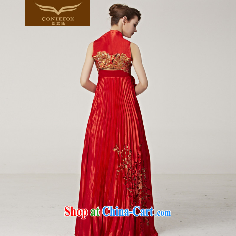 Creative Fox Evening Dress new stylish small jacket red dress Mary Magdalene chest dress dress bridal wedding gown toasting banquet long dress 56,252 picture color XXL, creative Fox (coniefox), online shopping