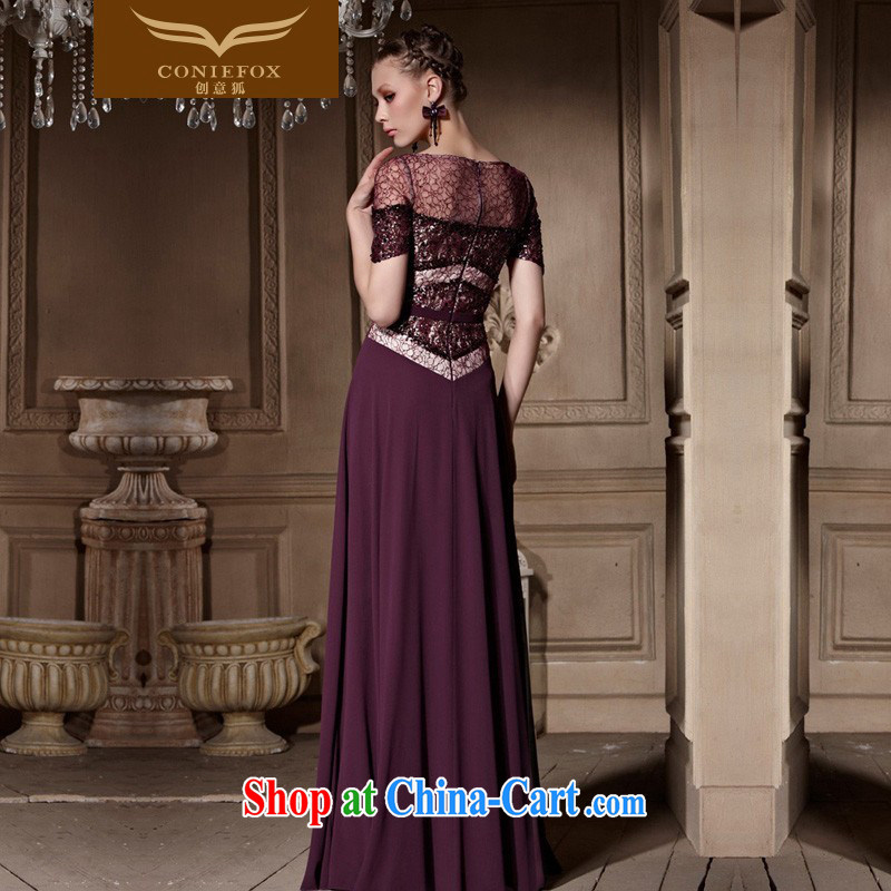Creative Fox high-end custom dress new stylish beauty banquet dress evening dress uniform toast purple long annual meeting, presided over 30,635 dresses picture color XXL, creative Fox (coniefox), and, on-line shopping