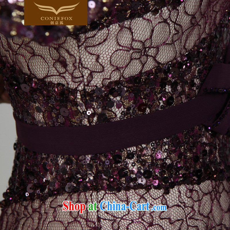 Creative Fox high-end custom dress new stylish beauty banquet dress evening dress uniform toast purple long annual meeting, presided over 30,635 dresses picture color XXL, creative Fox (coniefox), and, on-line shopping