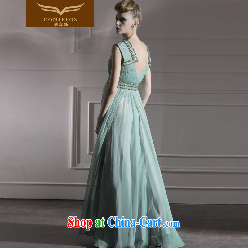 Creative Fox Evening Dress sexy shoulders V for banquet exclusive evening dress theatrical dress stylish and elegant serving toast moderator dress 80,953 army green XXL, creative Fox (coniefox), online shopping