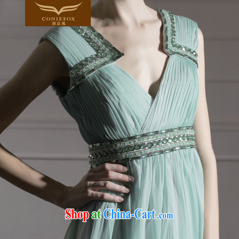 Creative Fox Evening Dress sexy shoulders V for banquet exclusive evening dress theatrical dress stylish and elegant serving toast moderator dress 80,953 army green XXL, creative Fox (coniefox), online shopping