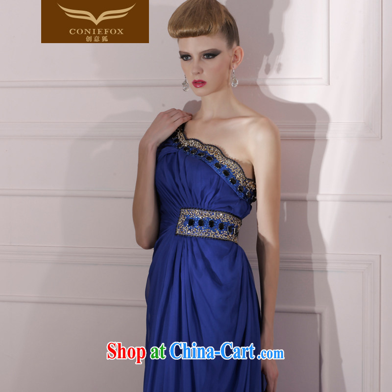 Creative Fox Evening Dress blue-waist dress dress toast the annual dress and elegant style evening dress long dress 80,966 dark blue S, creative Fox (coniefox), online shopping