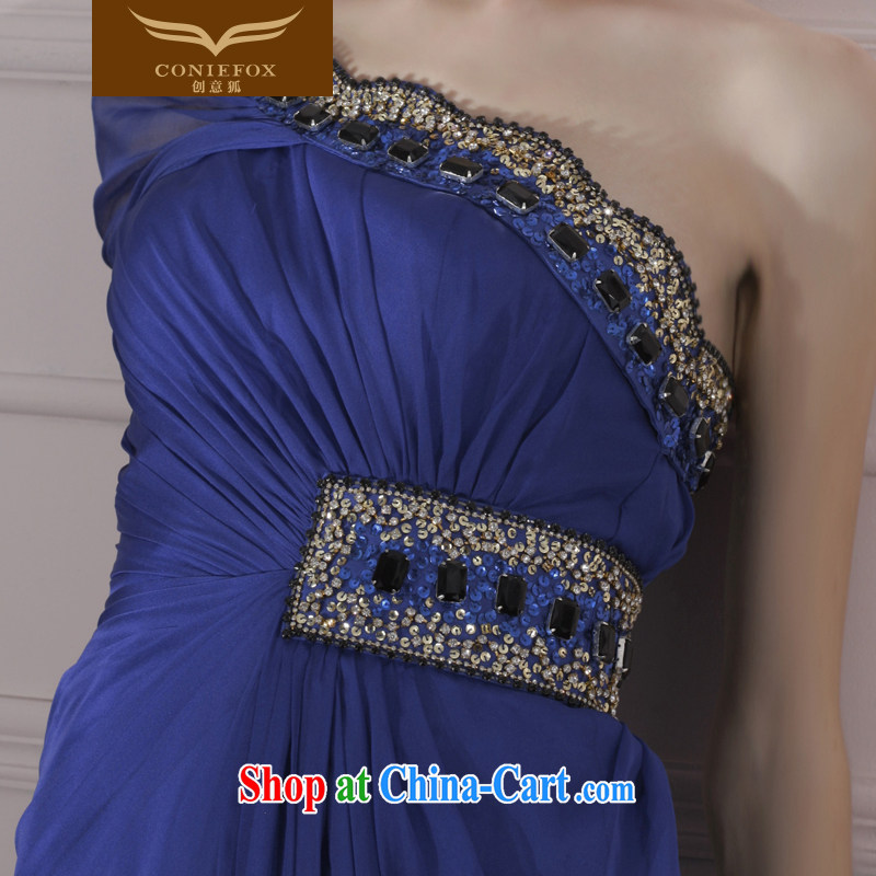 Creative Fox Evening Dress blue-waist dress dress toast the annual dress and elegant style evening dress long dress 80,966 dark blue S, creative Fox (coniefox), online shopping