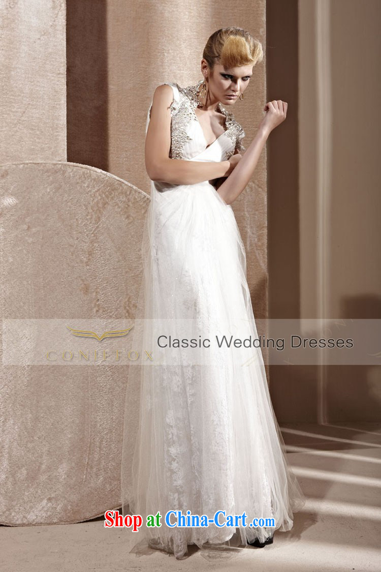 Creative Fox Evening Dress white wedding dresses deep V-neck bridal wedding dress banquet toast serving upscale luxurious evening dress dress presided over 80,991 white XXL pictures, price, brand platters! Elections are good character, the national distribution, so why buy now enjoy more preferential! Health