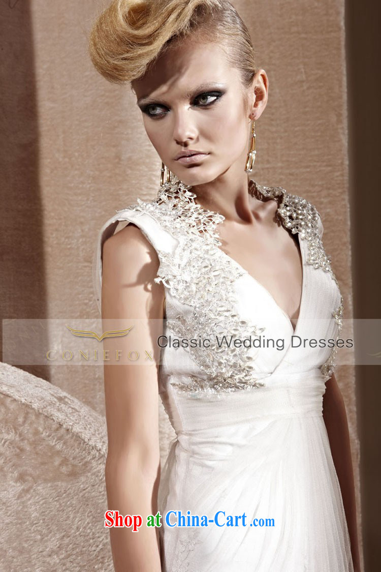 Creative Fox Evening Dress white wedding dresses deep V-neck bridal wedding dress banquet toast serving upscale luxurious evening dress dress presided over 80,991 white XXL pictures, price, brand platters! Elections are good character, the national distribution, so why buy now enjoy more preferential! Health