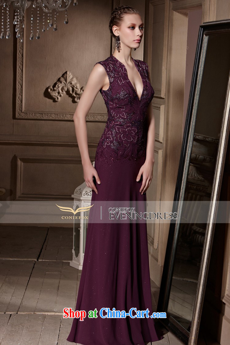 Creative Fox high-end custom dress new sexy deep V embroidered evening dress purple banquet evening dress toast service annual meeting presided over 81,656 dresses picture color tailored pictures, price, brand platters! Elections are good character, the national distribution, so why buy now enjoy more preferential! Health