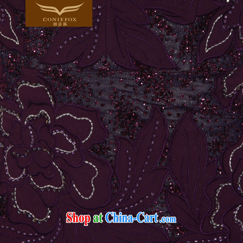Creative Fox high-end custom dress new sexy deep V embroidered evening dress purple banquet evening dress toast service annual meeting presided over 81,656 dresses picture color tailored creative Fox (coniefox), online shopping