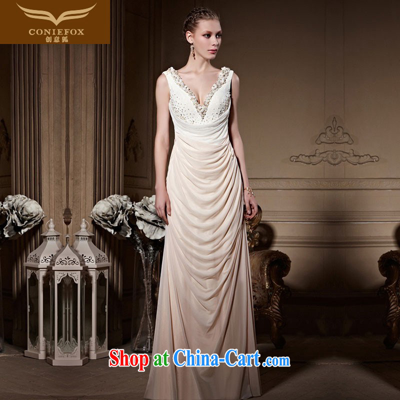 Creative Fox high-end custom Evening Dress sexy V collar inserts drill dress bridal wedding dress bridesmaid dress annual dress presided over 81,659 picture color tailored