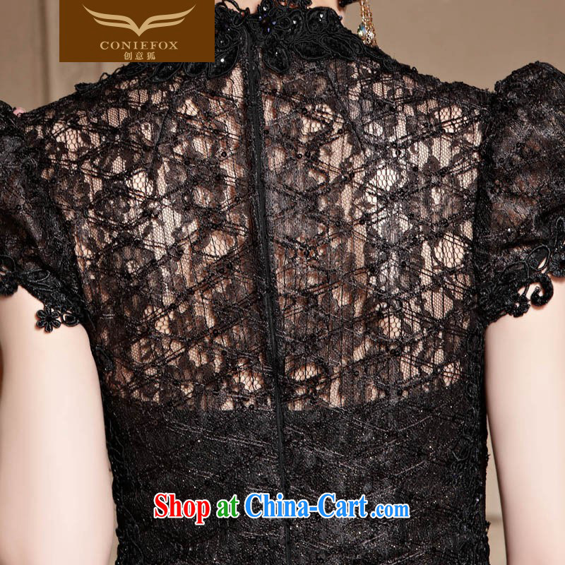 Creative Fox high-end custom dress retro modern lace flower dress black sexy long-tail dress banquet evening dress dresses 82,001 color pictures are tailored to creative Fox (coniefox), online shopping