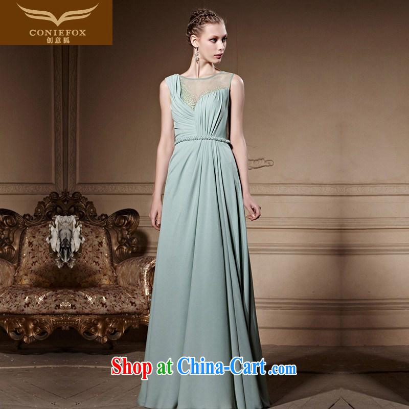 Creative Fox high-end custom Evening Dress new French style dress dress elegant long terrace back evening dress dress theatrical service 82,013 picture color tailored