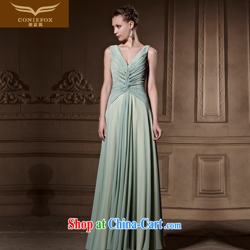 Creative Fox high quality custom dress sense of V for long, banquet dress Evening Dress dress graphics thin dresses women annual meeting presided over 82,015 dresses picture color tailored