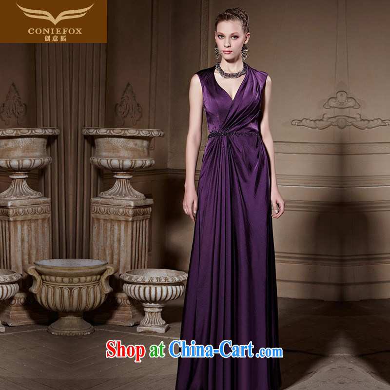 Creative Fox high-end custom dress new noble purple evening dress banquet long red carpet evening dress moderator dress dresses 82,028 picture color tailored