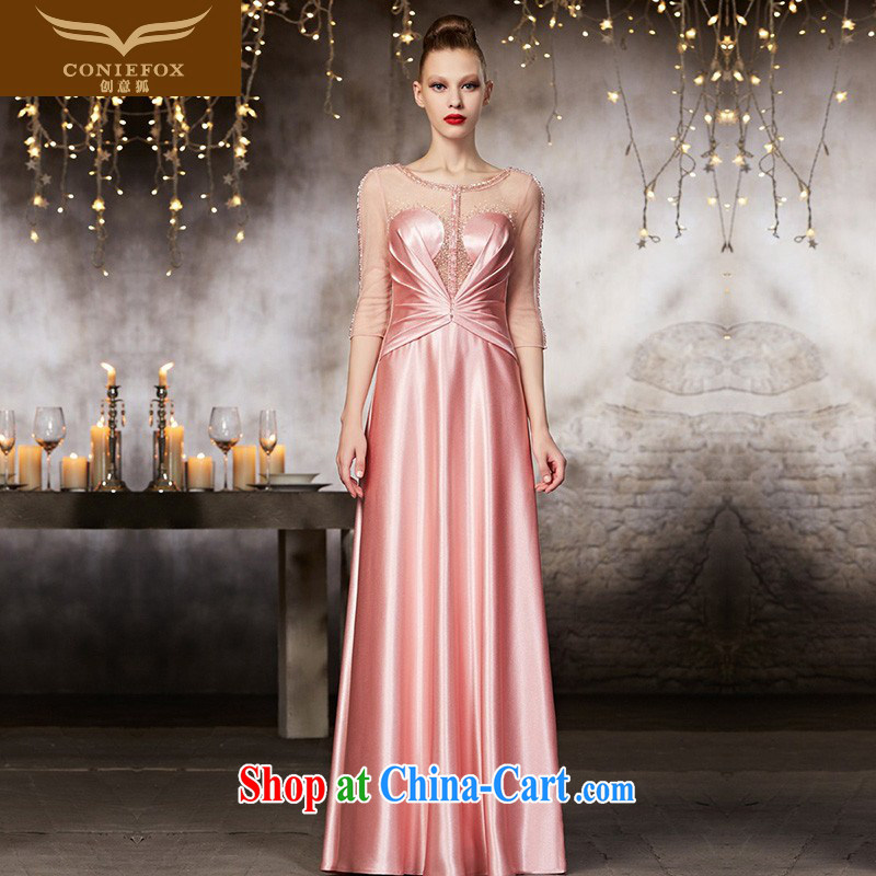 Creative Fox high-end custom dress pink long beauty dress banquet toast service bridal gown bridesmaid service annual meeting presided over 30,830 dresses picture color tailored