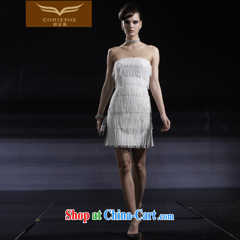 Creative Fox dress wiped chest banquet short white dresses flow, short skirts annual service performance birthday party sister dress skirt 80,926 white XXL, creative Fox (coniefox), online shopping