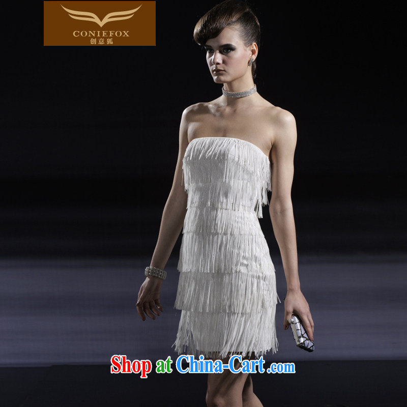 Creative Fox dress wiped chest banquet short white dresses flow, short skirts annual service performance birthday party sister dress skirt 80,926 white XXL, creative Fox (coniefox), online shopping