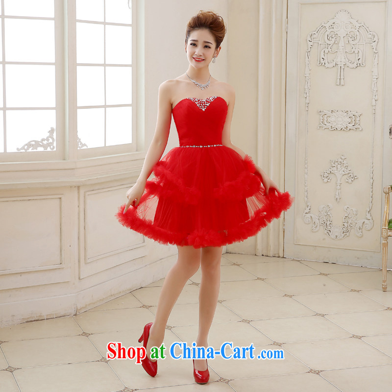 Rain is still Yi marriages red wedding dresses new short dresses, stylish and festive photo building photography show stage show shaggy Princess skirt LF 212 red tailored final, rain is still clothing, shopping on the Internet