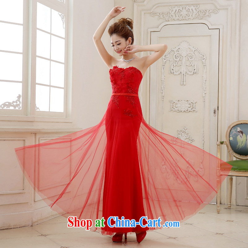 Rain is still clothing bridal wedding dresses 2015 New Red wiped his chest parquet drill video thin red hotel wedding toast long skirt the door dress LF 211 red tailored final, rain is still Yi, shopping on the Internet