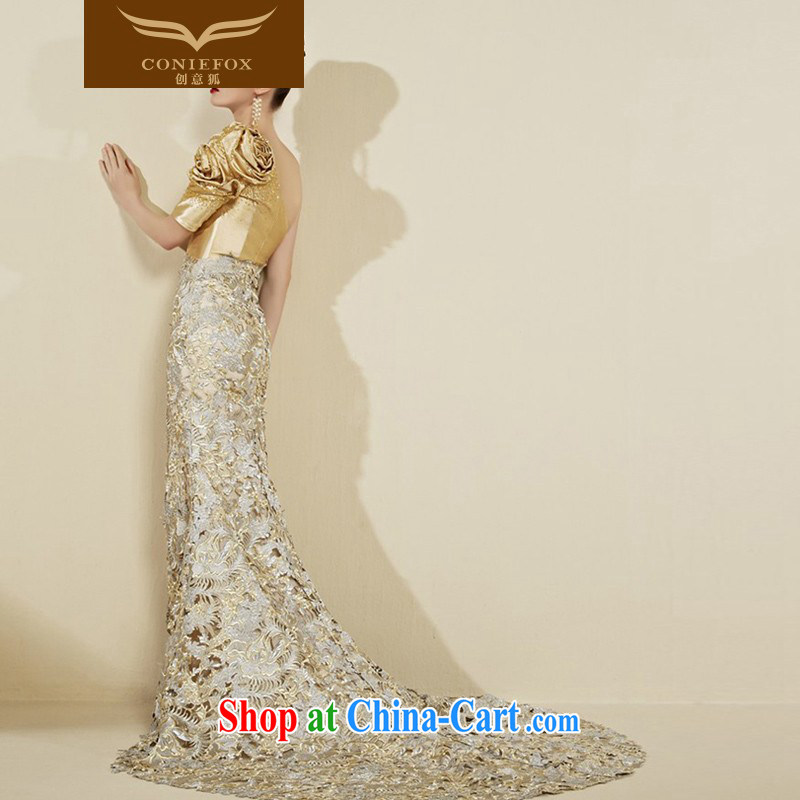 Creative Fox dress advanced custom dress single shoulder-length beauty, fall at Merlion dress banquet toast service annual meeting moderator dress 82,090 picture color tailored to creative Fox (coniefox), online shopping