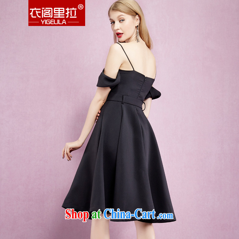 Yi Ge lire name Yuan elegant retro-waist large, long dresses, skirts dresses bridal toast service banquet dress black 6740 L, Yi Ge lire (YIGELILA), online shopping