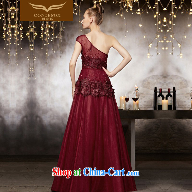 Creative Fox advanced custom dress, shoulder-length, red bridal wedding dress banquet toast serving graphics thin bridesmaid dress 82,113 picture color tailored to creative Fox (coniefox), online shopping