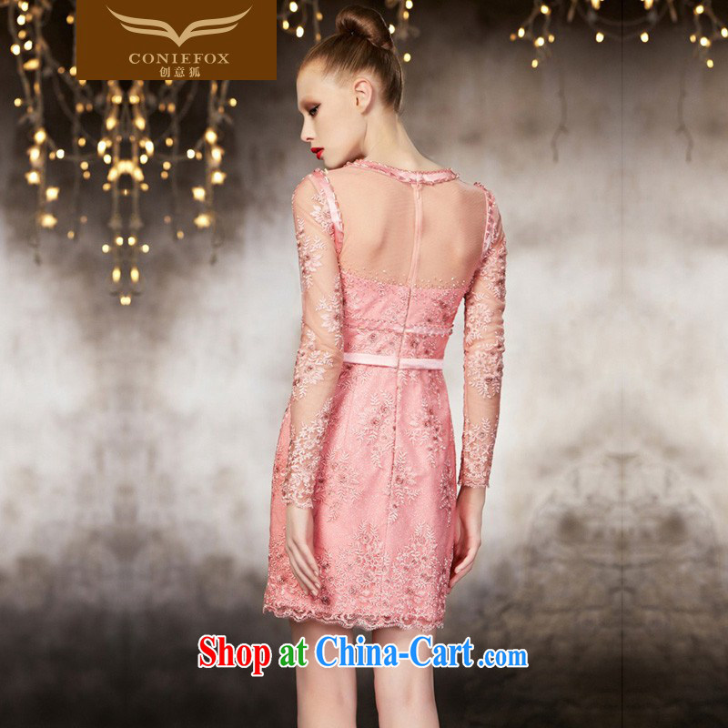 Creative Fox advanced custom dress long-sleeved short beauty dress pink bridesmaid dress banquet toast service annual meeting presided over 82,128 dresses picture color tailored creative Fox (coniefox), online shopping