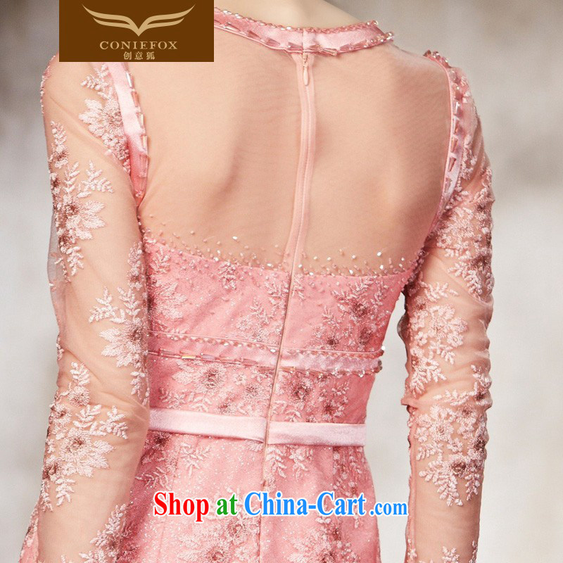 Creative Fox advanced custom dress long-sleeved short beauty dress pink bridesmaid dress banquet toast service annual meeting presided over 82,128 dresses picture color tailored creative Fox (coniefox), online shopping