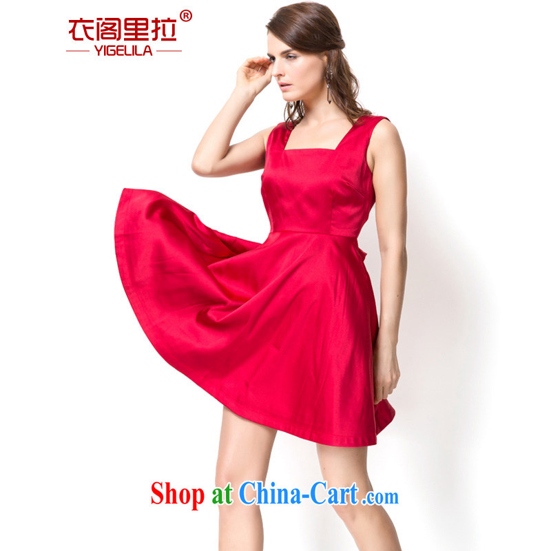 Yi Ge lire big red sexy exposed back banquet show clothing dresses stretch light silk cotton bridal toast dress skirt red 6765 L, Yi Ge lire (YIGELILA), shopping on the Internet