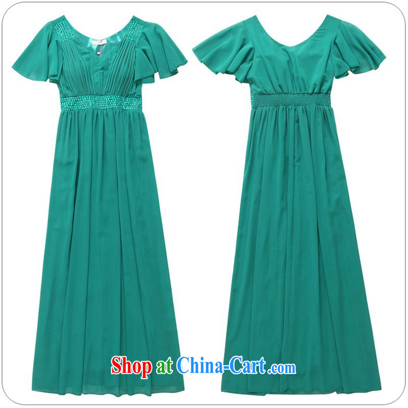 The delivery package mail: Intensify, new European and American short-sleeved to manually staple V Pearl collar snow woven annual meeting late president dress dress mm thick snow green XXXL approximately 160 - 180 jack, land is still the garment, dress, a