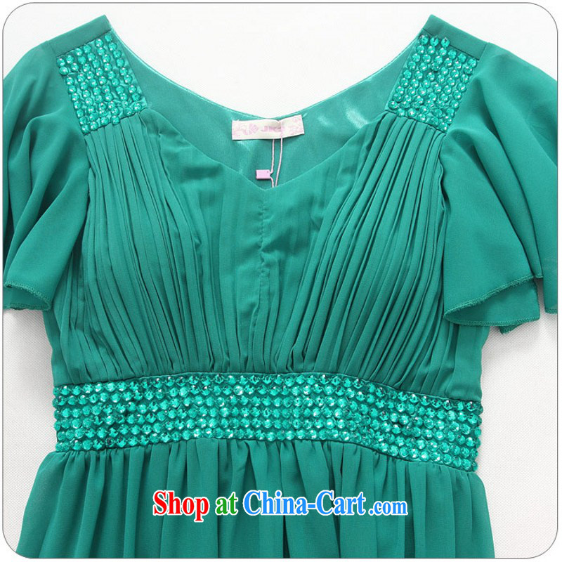 The delivery package mail: Intensify, new European and American short-sleeved to manually staple V Pearl collar snow woven annual meeting late president dress dress mm thick snow green XXXL approximately 160 - 180 jack, land is still the garment, dress, a